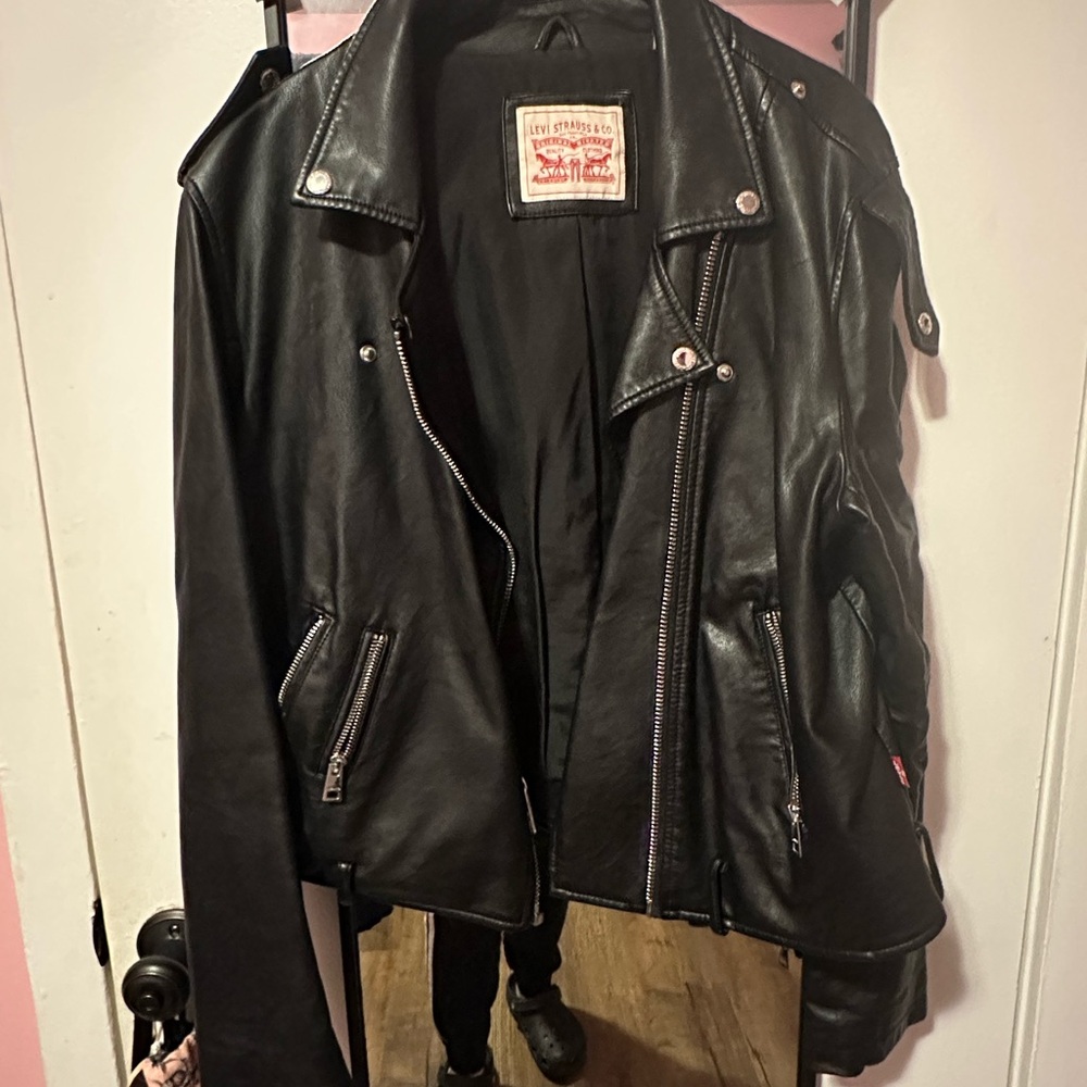 Levi's Black Leather Jacket XL